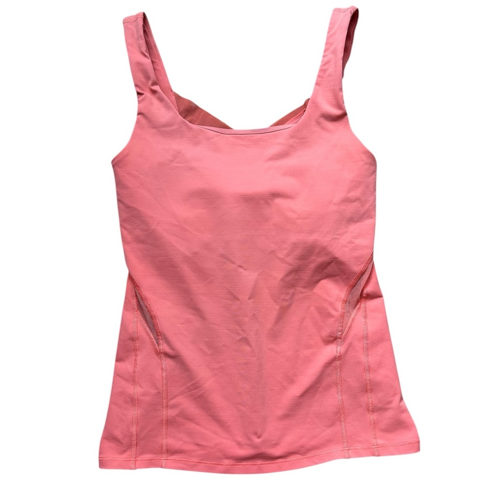 LULULEMON Rise & Fold coral criss cross mesh strap tank top size 6